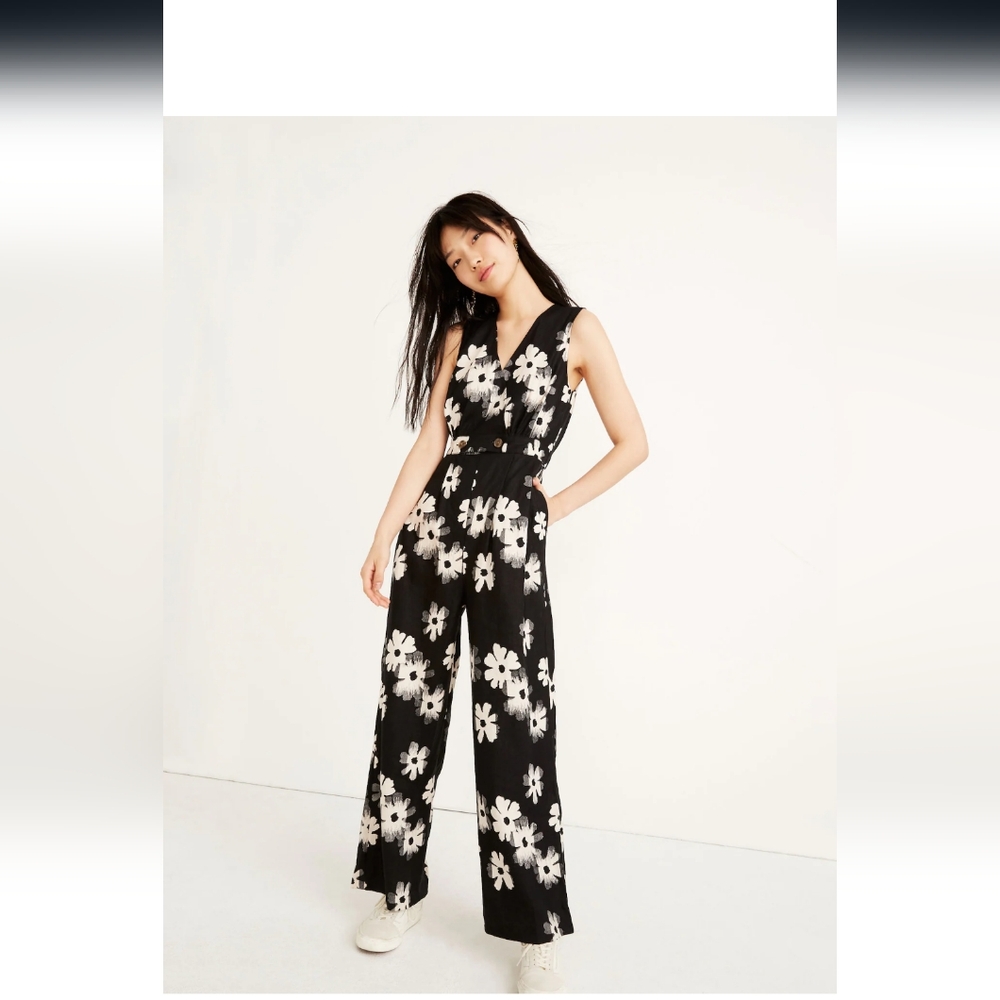 MADEWELL Button Front Waist Ikat Print Jumpsuit Size 0 NWT